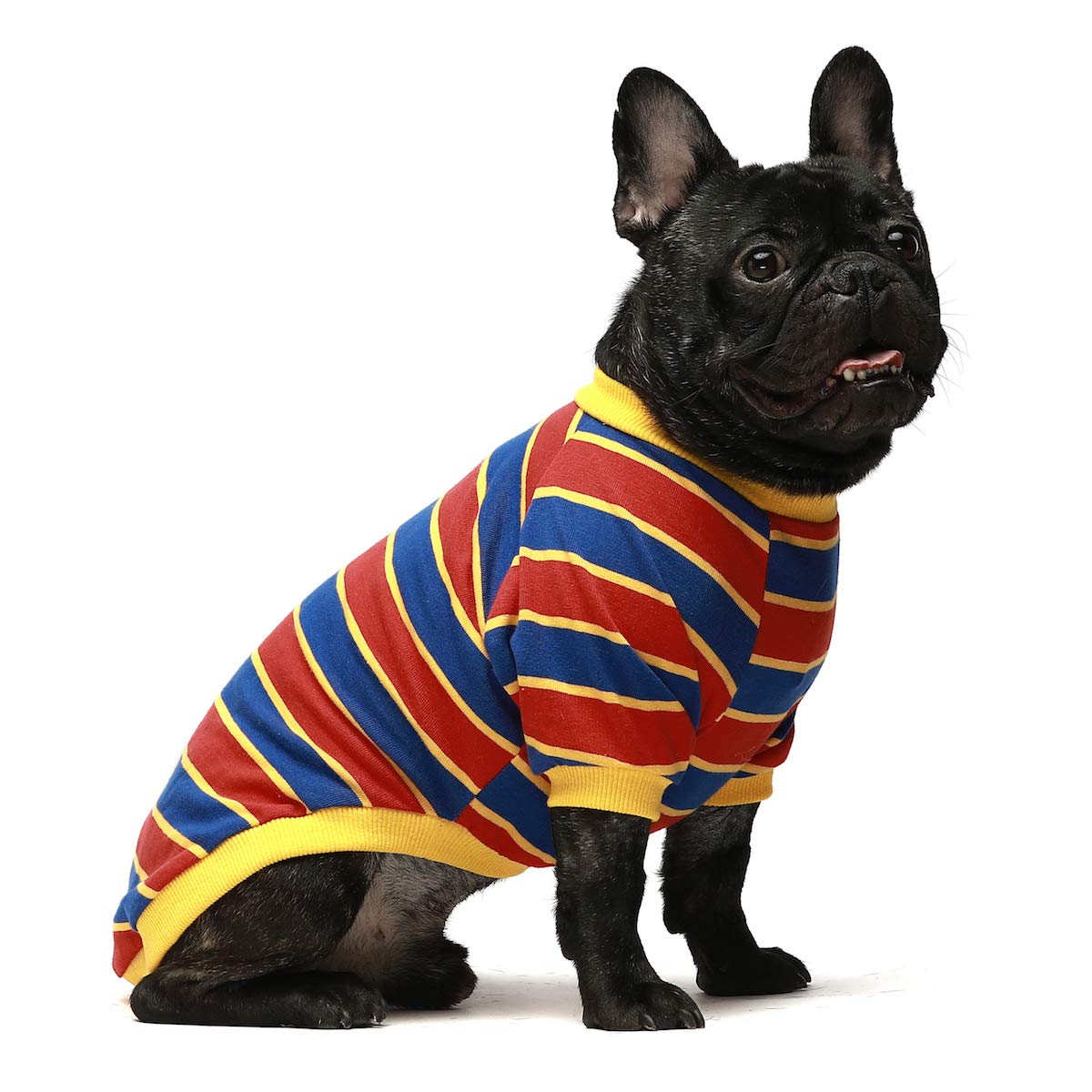Fitwarm 2 Pack Striped Dog Shirt, Summer Dog Clothes For Small Dogs Boy, Breathable Pet Tshirt, Stretchy Cat Outfit, 105% Cotton
